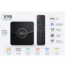 Смарт ТВ приставка X98 Plus 4/32 Гб Smart TV Box Android 11