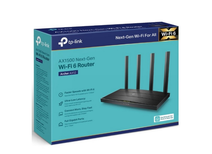 WI-FI Маршрутизатор TP-Link Роутер  Archer AX12 Wi-Fi AX1500 Wi-Fi 6 гігабітний роутер двохдіапазонний 
