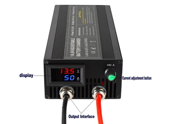 Потужний зарядний  для LiFePO4 акумуляторів 14,6V 50\12V з регулюванням струму та напруги з цифровим дисплеєм (4S LFP)