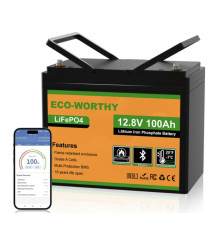 Акумулятор LiFePO4 12.8V 100Ah Eco-Worthy ECO-LFP12100 літій залізо фосфатний вбудованим BMS Bluetooth