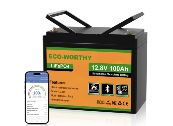 Акумулятор LiFePO4 12.8V 100Ah Eco-Worthy ECO-LFP12100 літій залізо фосфатний вбудованим BMS Bluetooth