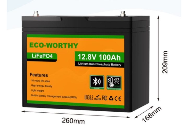 Акумулятор LiFePO4 12.8V 100Ah Eco-Worthy ECO-LFP12100 літій залізо фосфатний вбудованим BMS Bluetooth