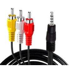 Кабель мультимедійний Jack TRRS 3.5 mm тато/3RCA 0,5 m Кабель AV-RCA