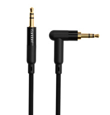 Кабель Hoco AUX Audio DC3.5 тато-тато 1м CCA Stereo Jack, (круглий) Black cable, Jack3.5-3.5mm, кутовий