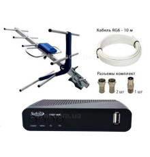Комплект  тюнер DVB-T/T2 Satcom T-507 AVC  з Антеною Q-Sat A-03 , 10м кабелю і штекери